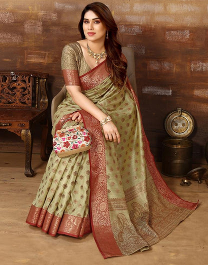 Light Green Kanjivaram Silk Saree