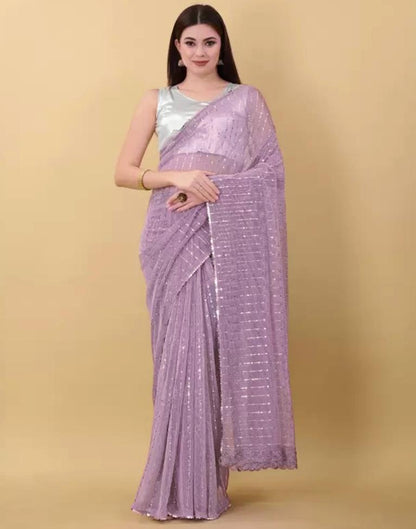 Light Purple Self Woven Plain Saree | Sudathi