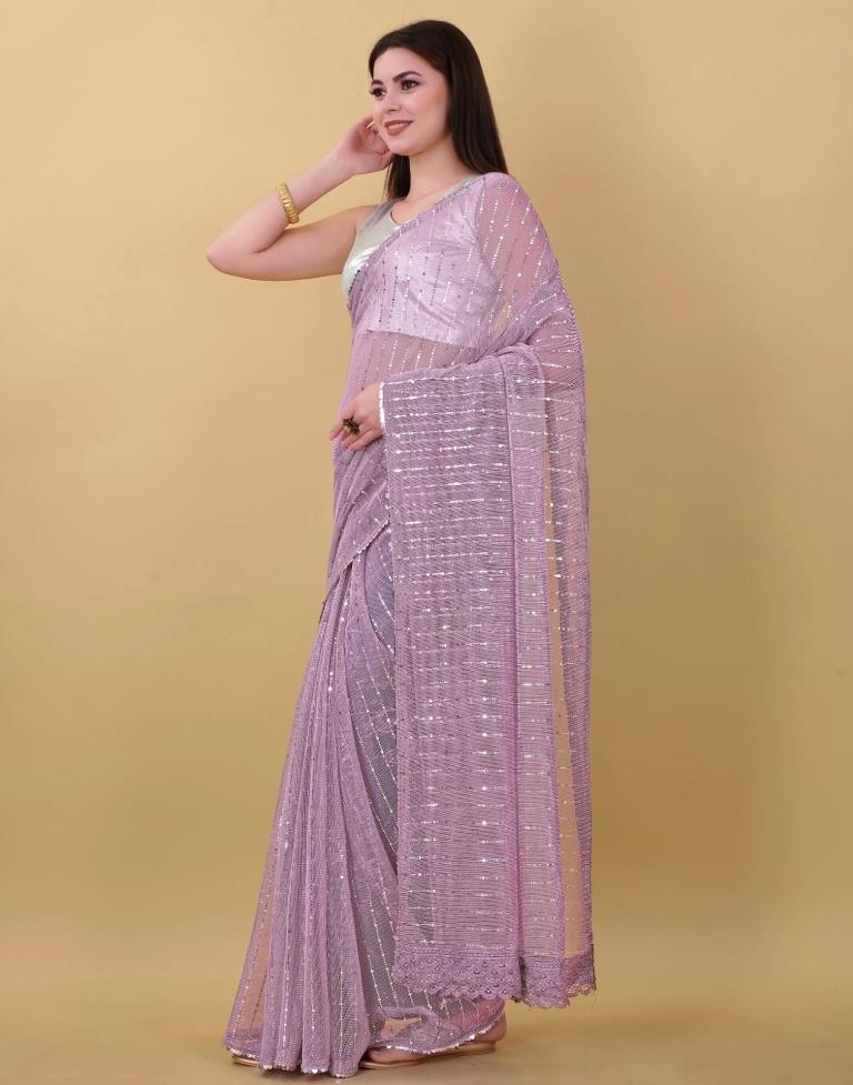 Light Purple Self Woven Plain Saree | Sudathi