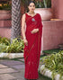 Red Striped Chiffon Printed Saree | Sudathi