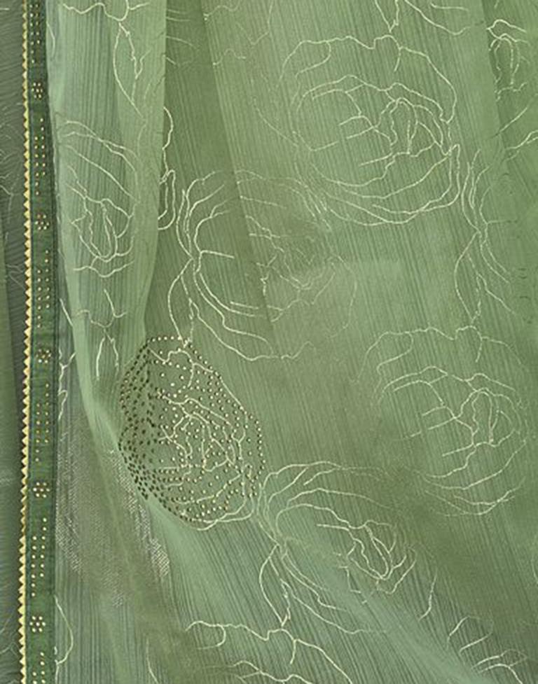 Light Green Chiffon Printed Saree | Sudathi