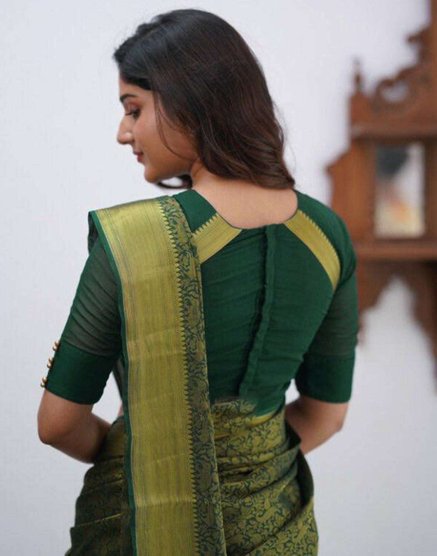 Dark Green Silk Weaving Saree