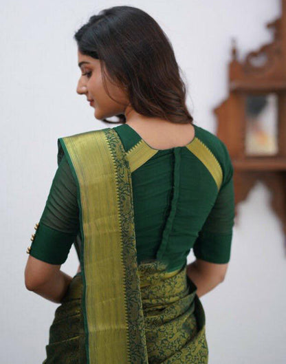 Dark Green Silk Weaving Saree