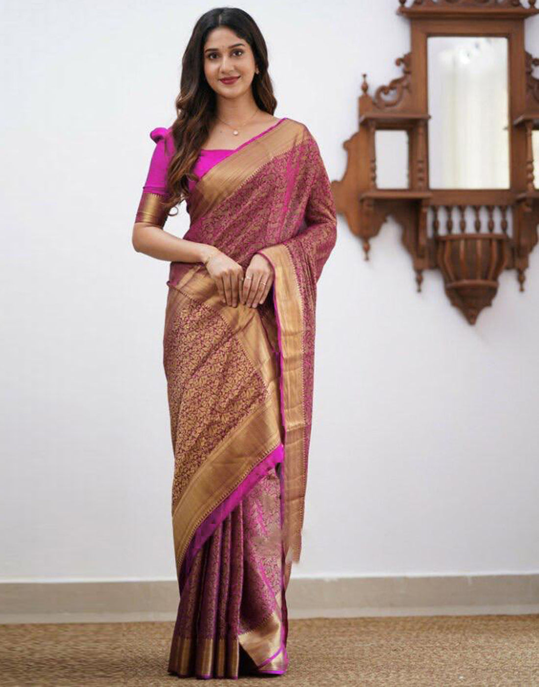 Pink Silk Weaving Saree