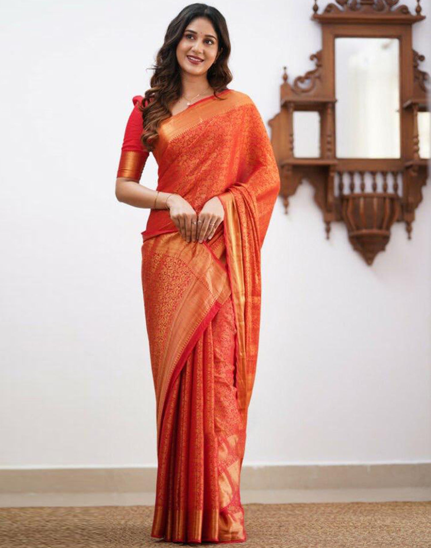 Red Silk Weaving Saree