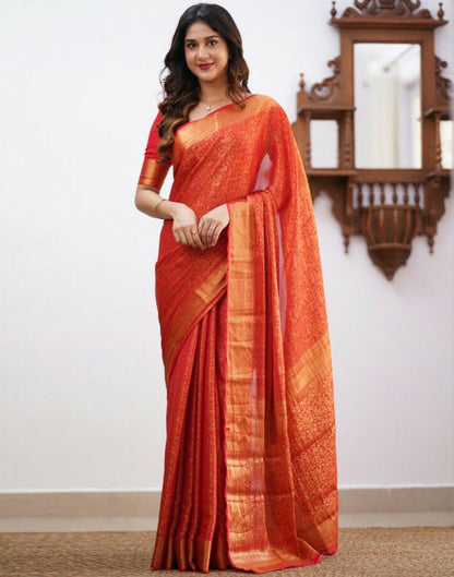 Red Silk Weaving Saree