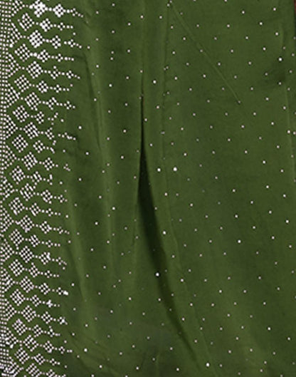 Olive Green Plain Georgette Saree