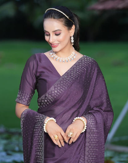 Light Purple Plain Georgette Saree