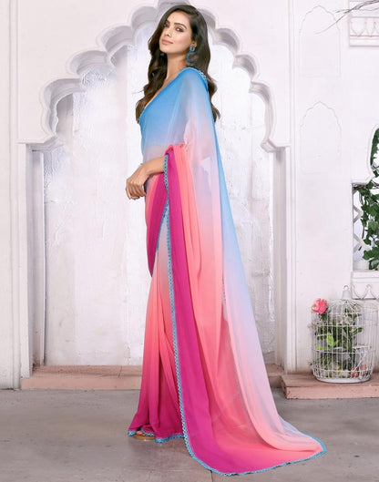 Multicoloured Plain Printed Georgette Saree