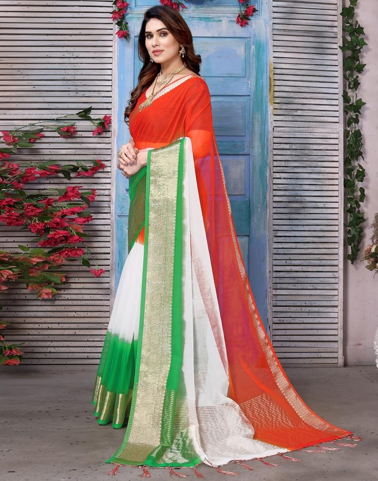 Multicoloured Organza Printed Saree | Sudathi