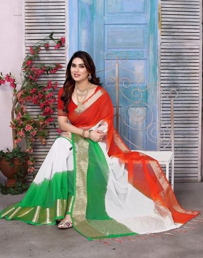 Multicoloured Organza Printed Saree | Sudathi