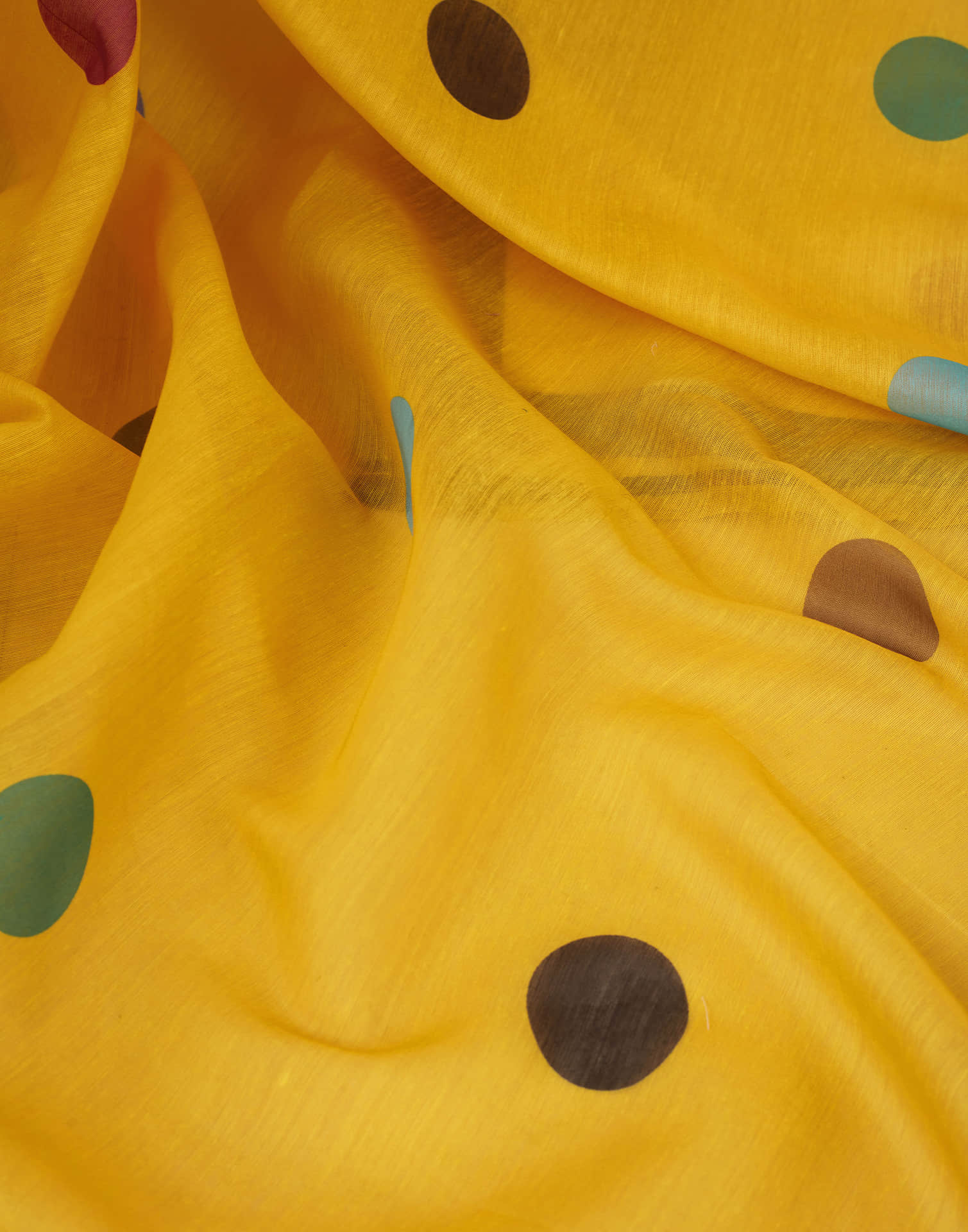 Ready To Wear Yellow Printed Chanderi Saree