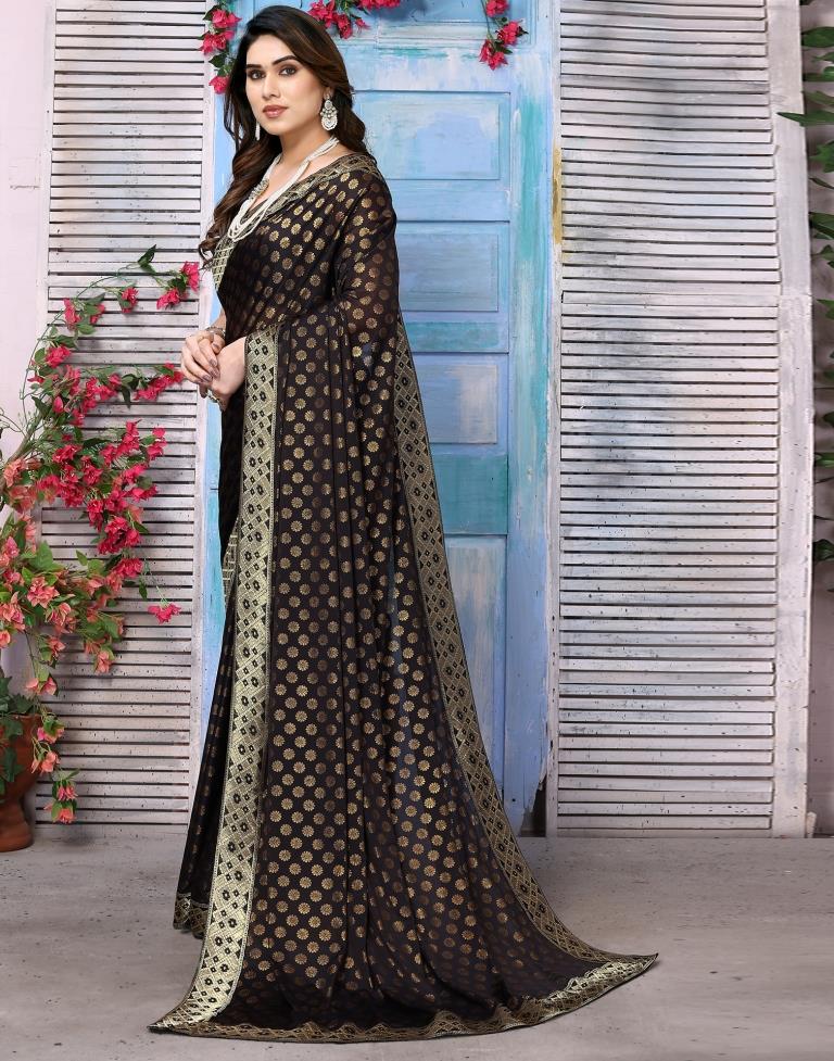 Black Lycra Printed Saree