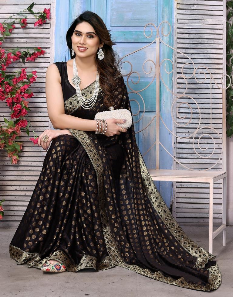 Black Lycra Printed Saree