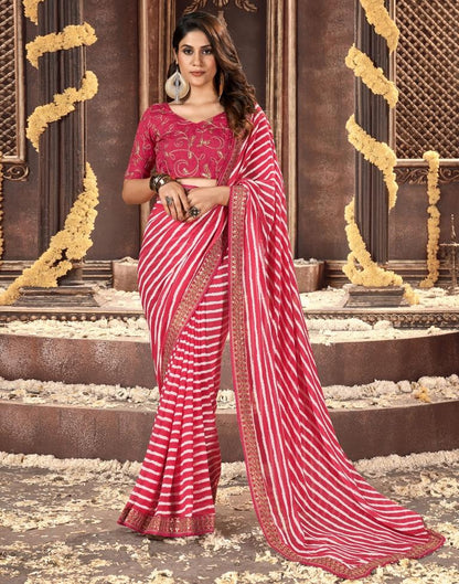 Rose Pink Printed Georgette Saree