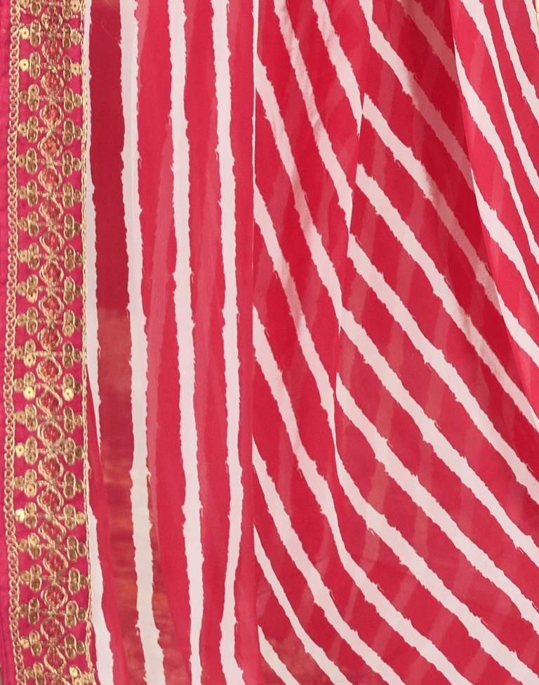 Rose Pink Printed Georgette Saree