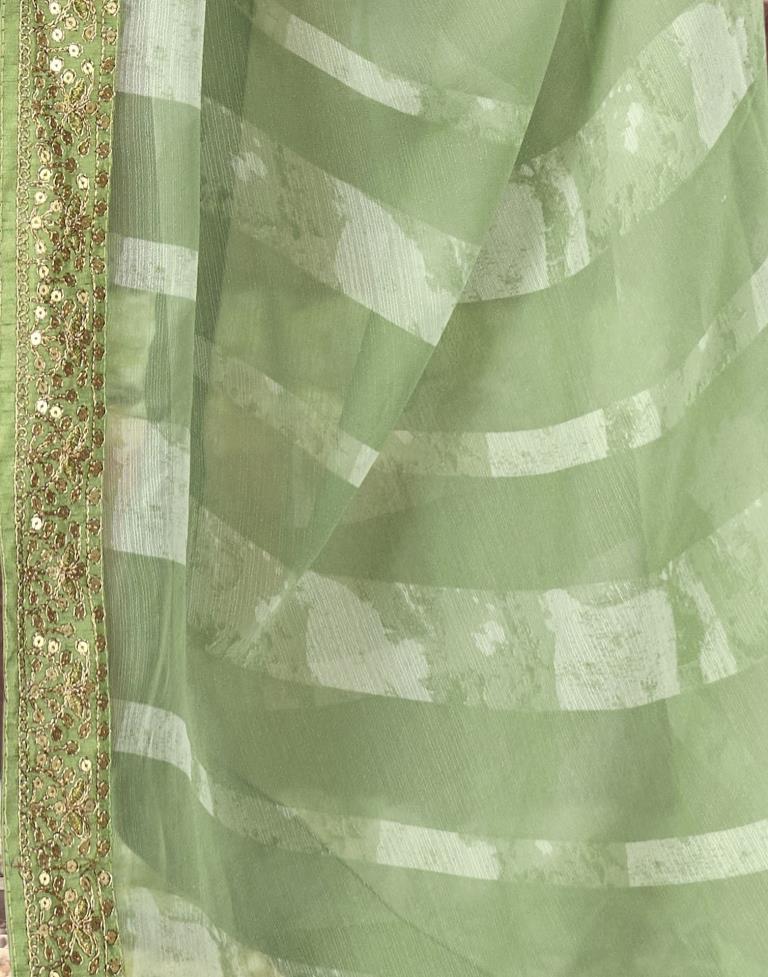 Mint Green Printed Georgette Saree