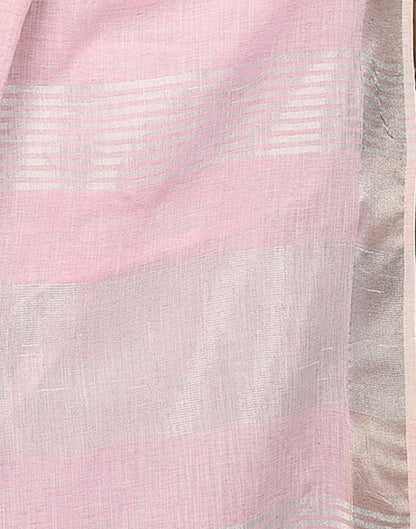 Light Pink Cotton Self Woven Saree