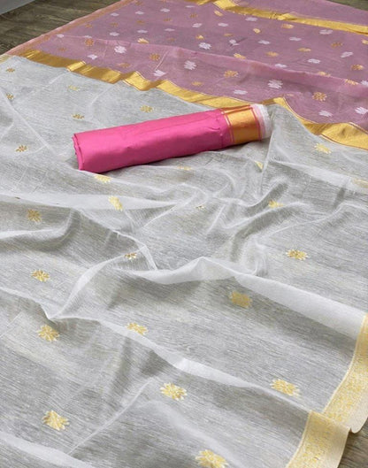 Pink Cotton Weaving Saree