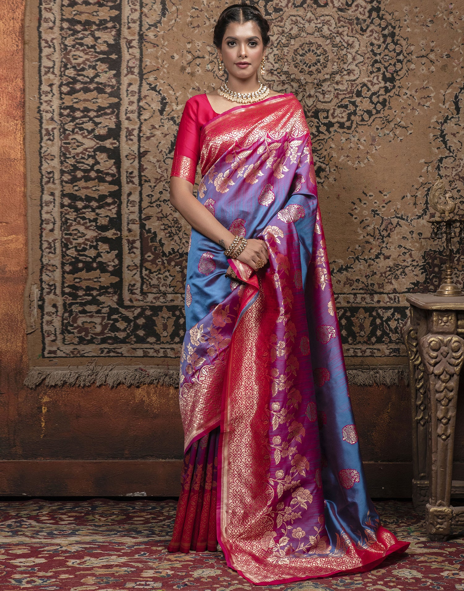 Multicoloured Weaving Silk Banarasi Saree