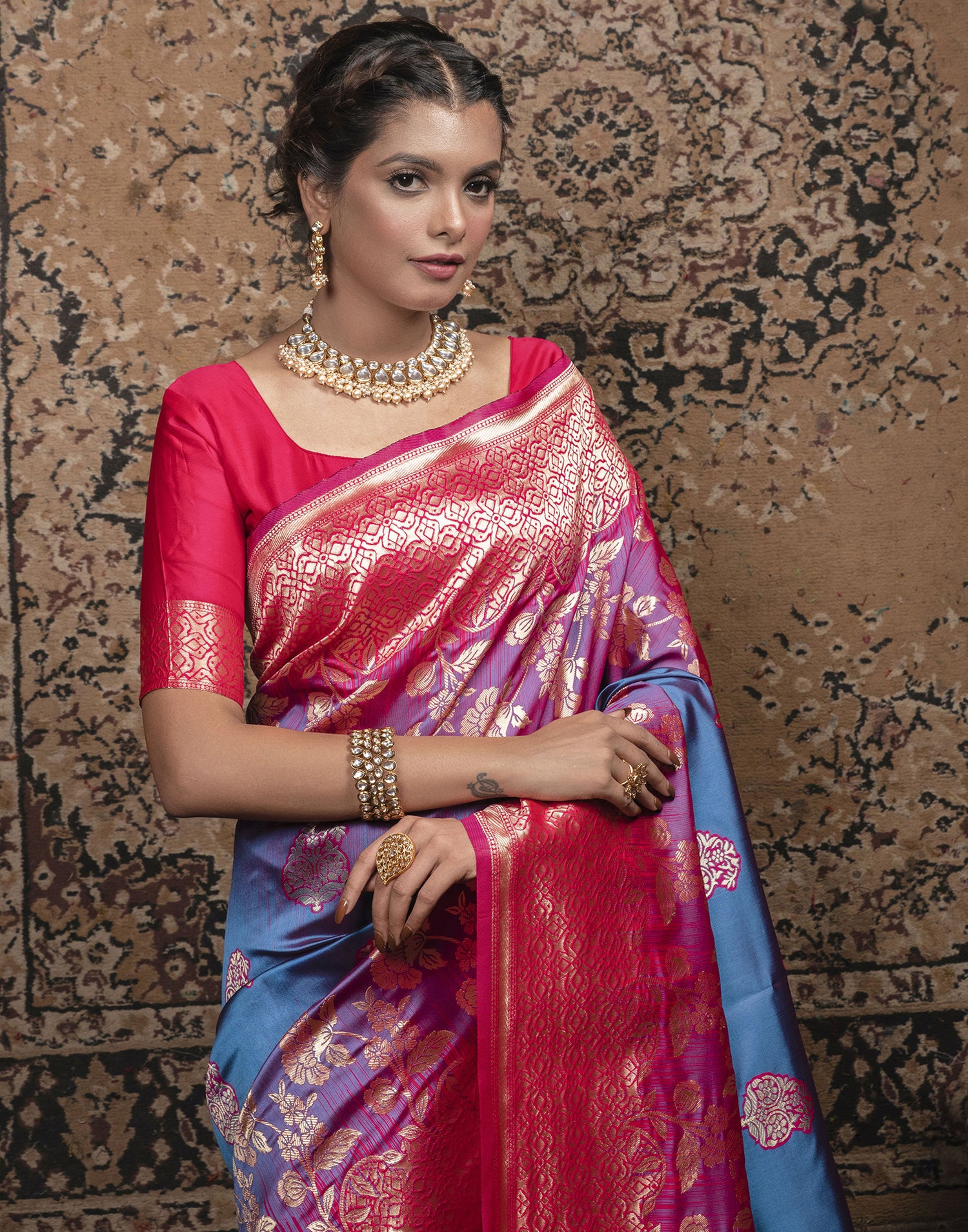 Multicoloured Weaving Silk Banarasi Saree