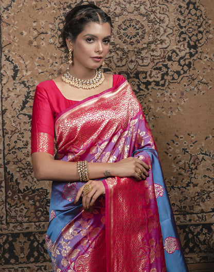 Multicoloured Weaving Silk Banarasi Saree