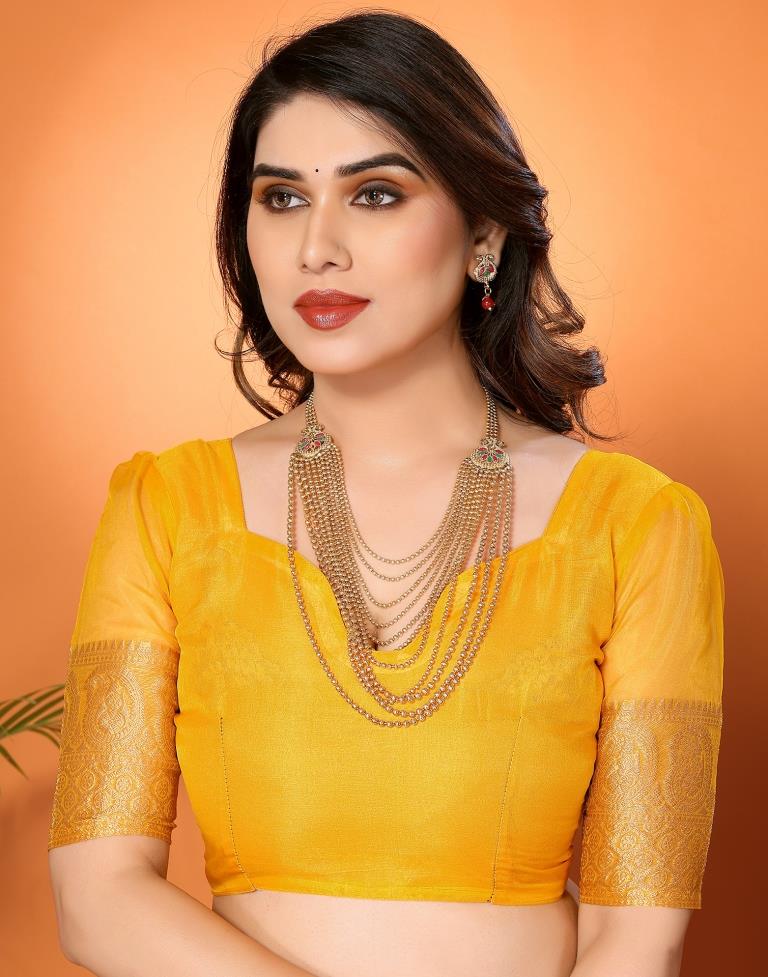 Turmeric Yellow Plain Organza Saree