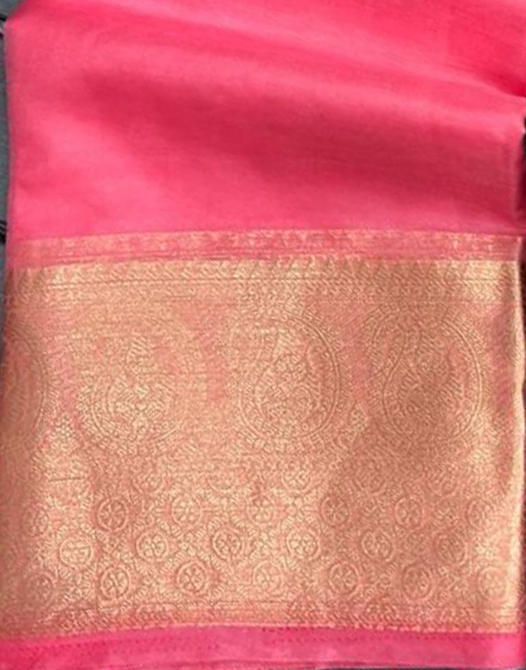 Light Pink Organza Plain Saree