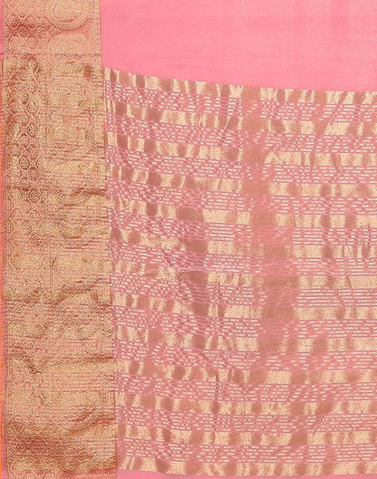 Light Pink Plain Organza Saree