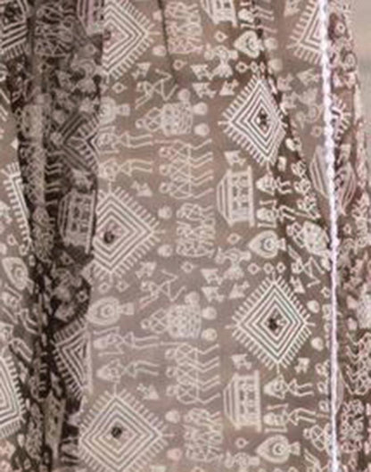 Brown Georgette Printed Saree