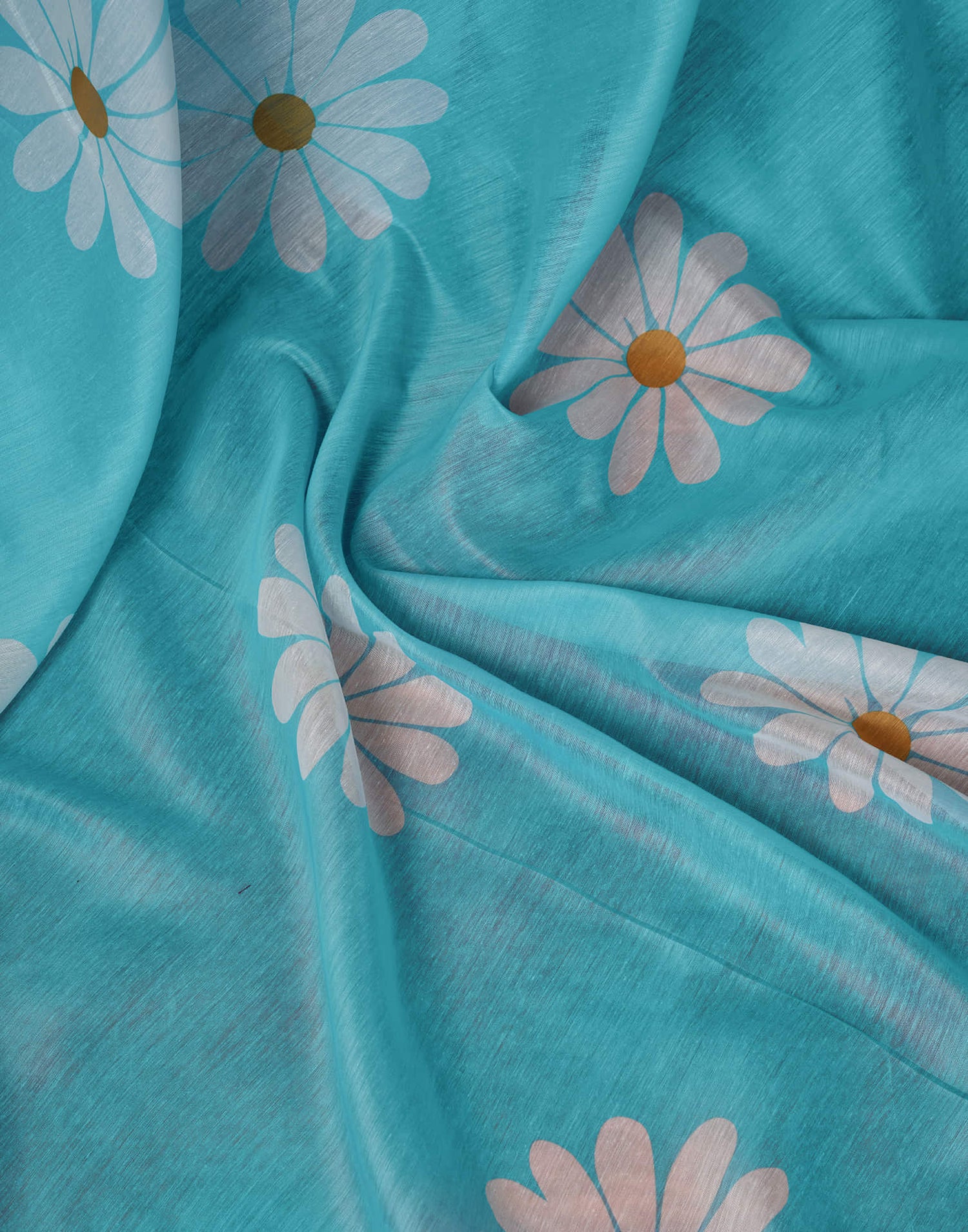 Ready To Wear Sky Blue Cotton Printed Saree