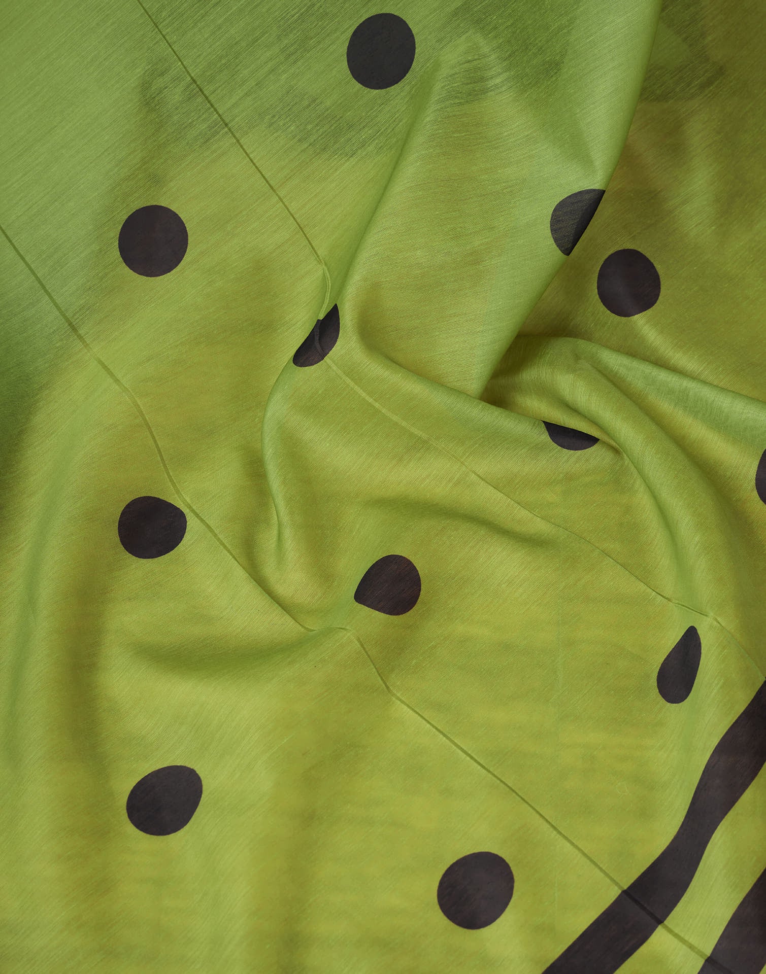 Ready To Wear Green Cotton Printed Saree