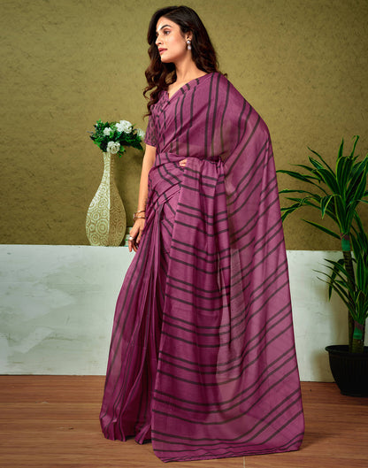 Ready To Wear Dusty Wine Cotton Printed Saree