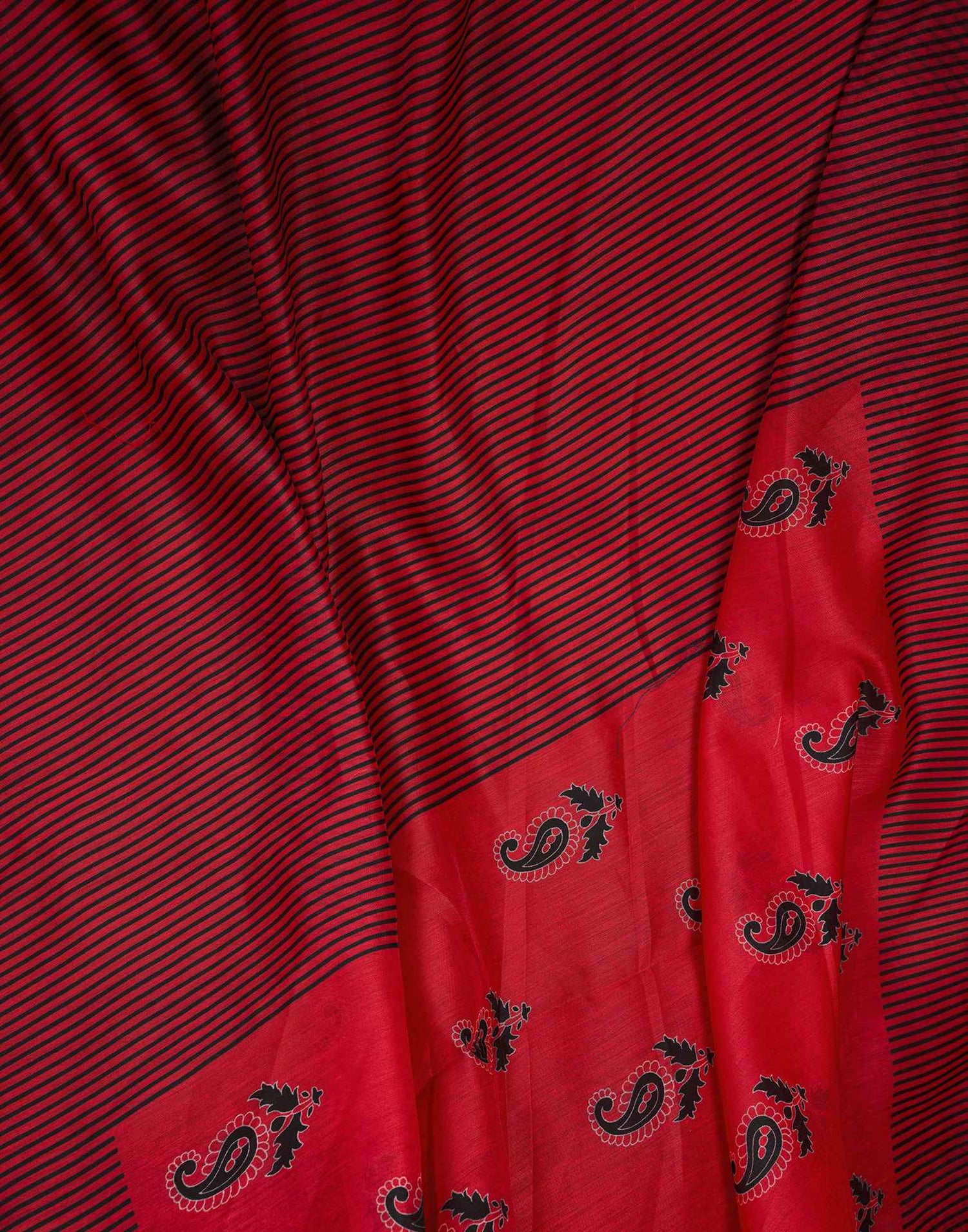 Ready To Wear Red Printed Cotton Saree