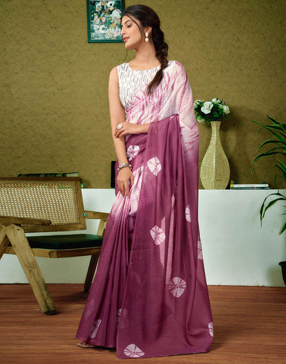 Ready To Wear Mauve Printed Cotton Saree