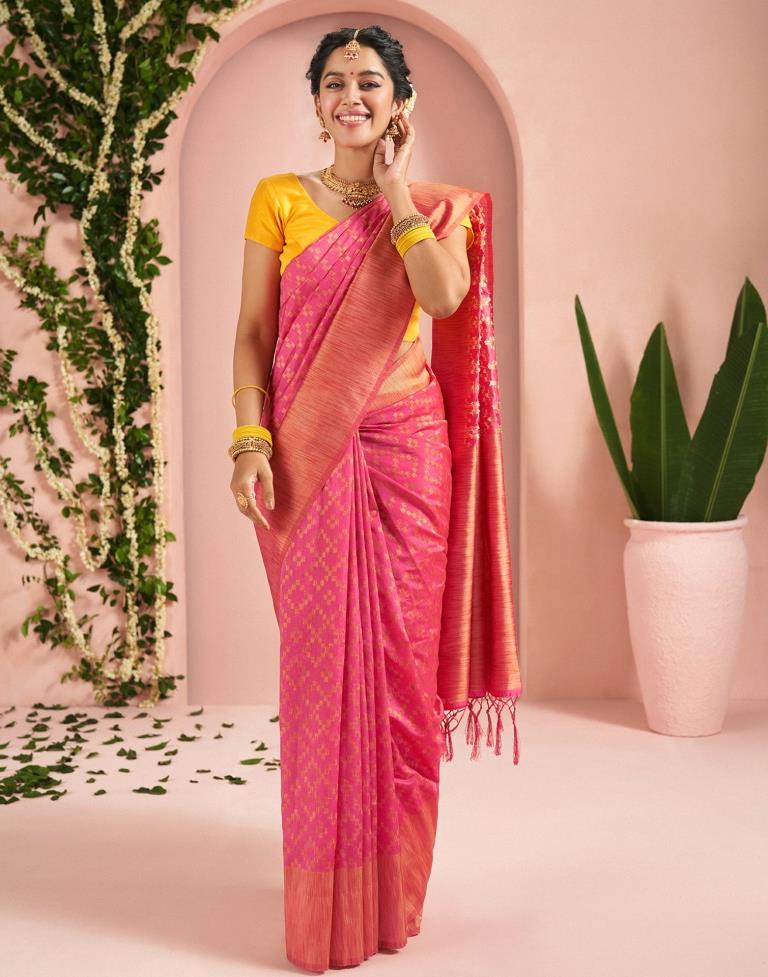 Pink Banarasi Silk Saree