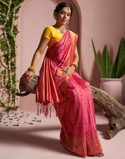 Pink Banarasi Silk Saree