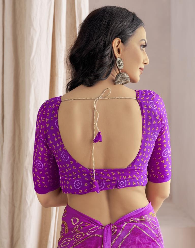 Purple Bandhani Chiffon Saree