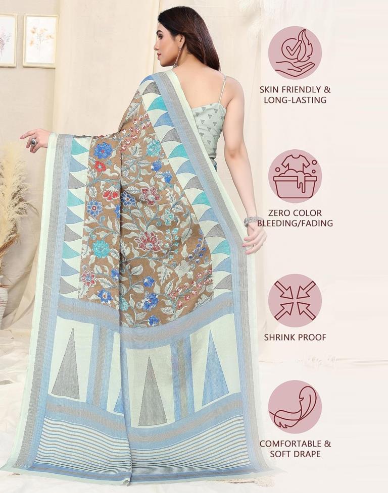 Multicoloured Printed Chiffon Saree