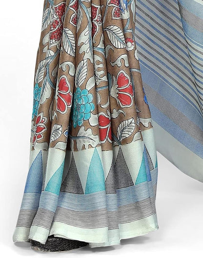 Multicoloured Printed Chiffon Saree