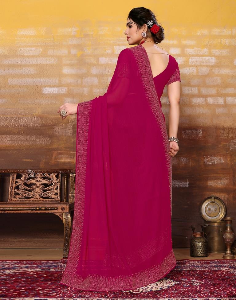 Rani Pink Plain Georgette Saree