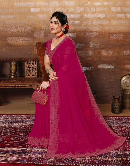 Rani Pink Plain Georgette Saree