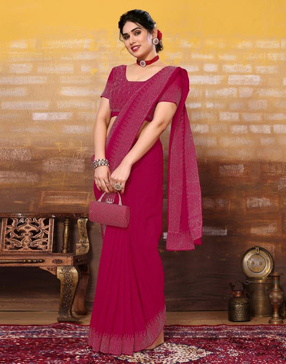 Rani Pink Plain Georgette Saree