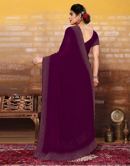 Wine Plain Georgette Saree