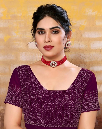 Wine Plain Georgette Saree