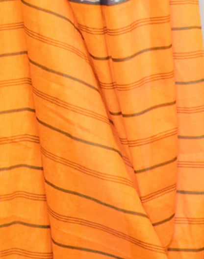 Grey &amp; Orange Printed Cotton Saree