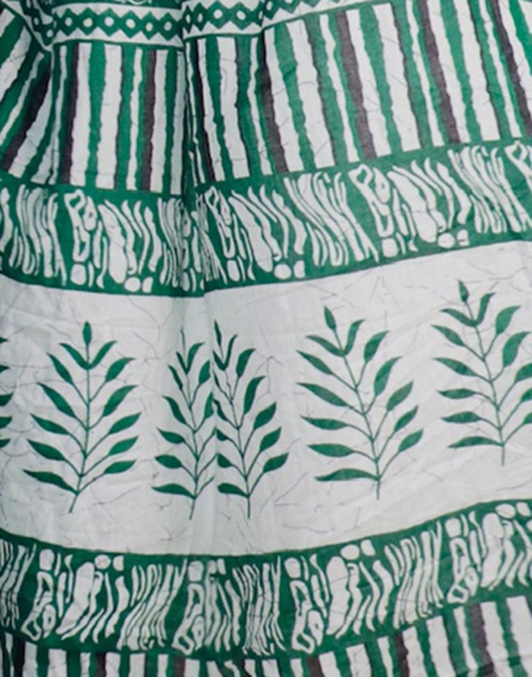 Ready to Wear Green Printed Cotton Saree