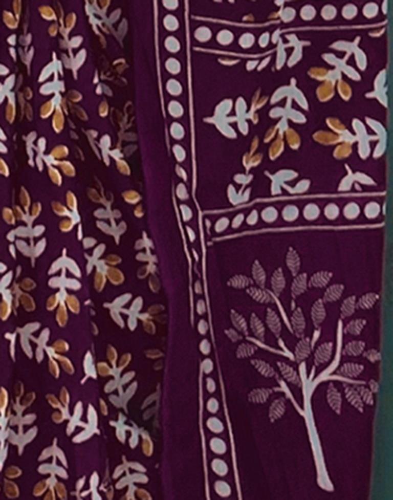 Purple Printed Cotton Saree