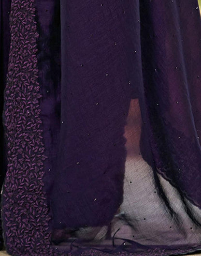 Purple Plain Silk Saree