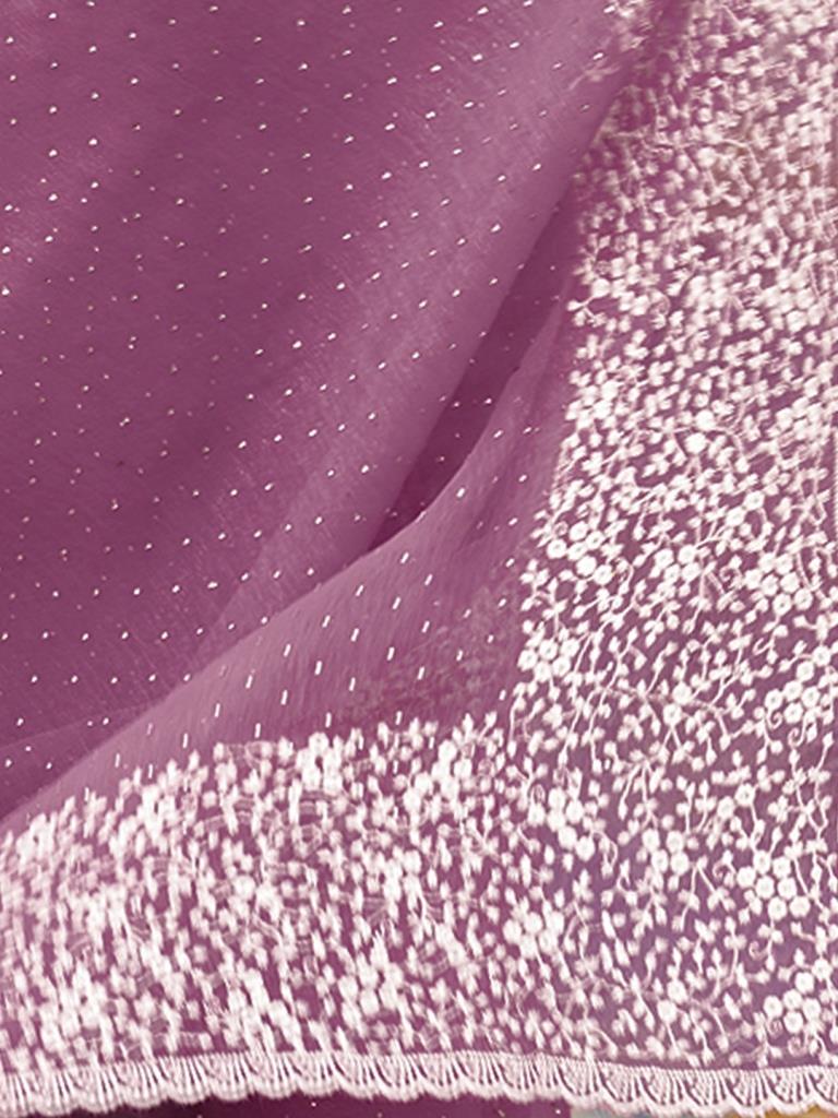 Dark Mauve Purple Plain Chiffon Saree